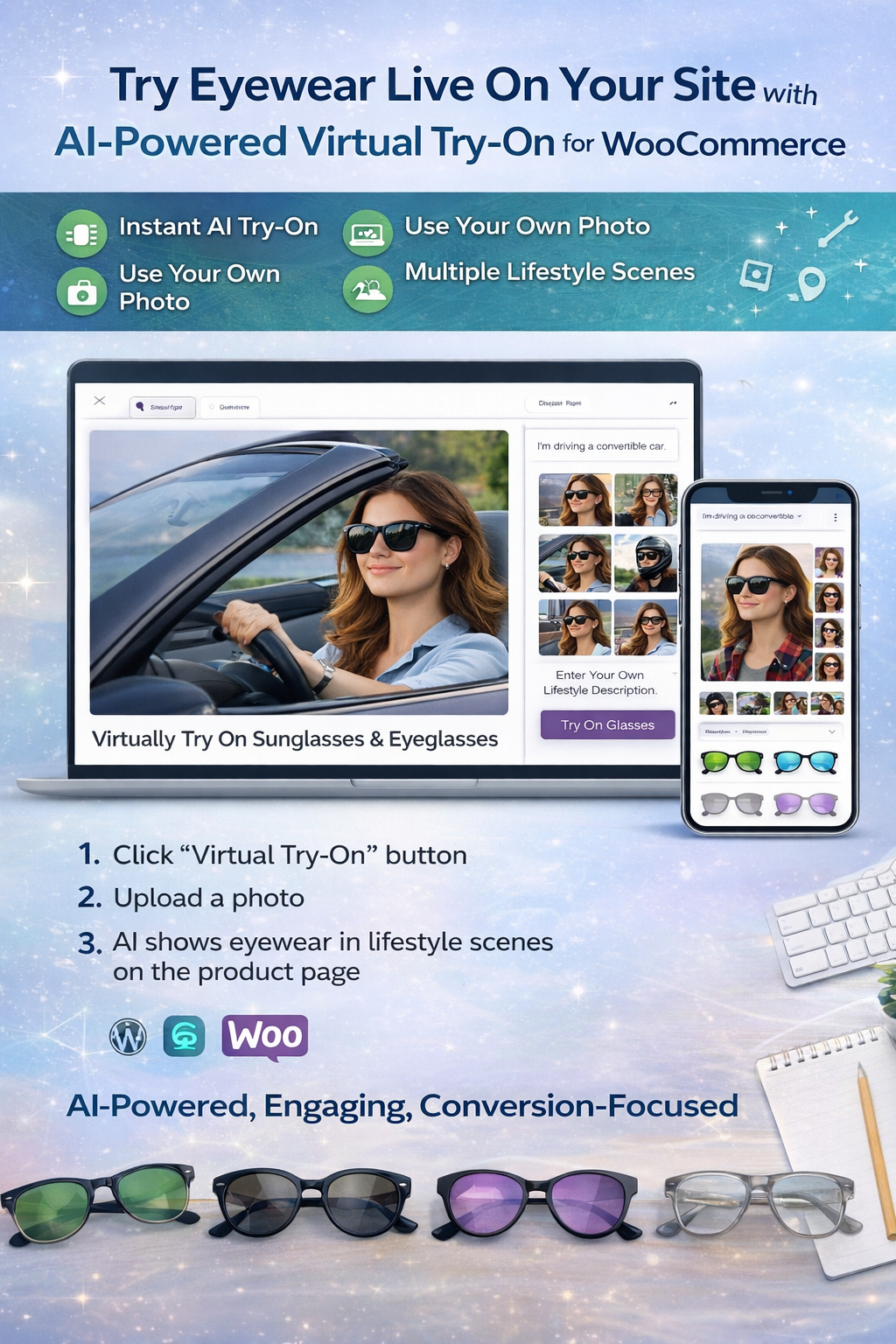 AI Powered Eyewear Virtual Try-on Popup | WooCommerce WordPress - 1