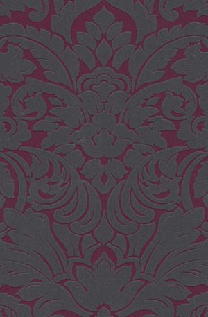 Flock wallpaper baroque berry grey Architects Paper